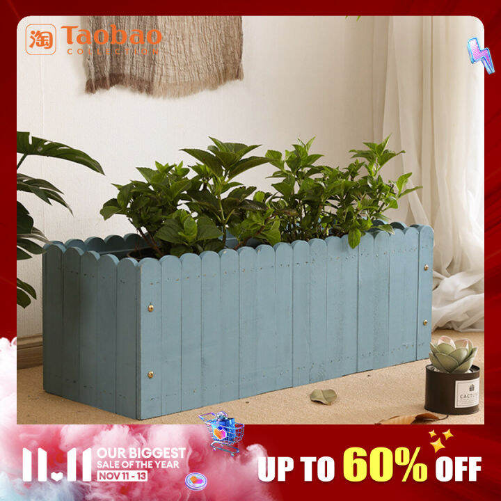 Antiseptic Wood Flower Box Wood Flowerpot Outdoor Wooden Rectangular