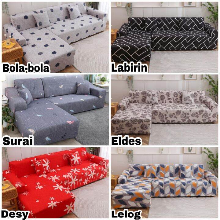 Elastic Sofa Cover L SHAPE Pattern Sarung Kain Penutup Sofa Modern