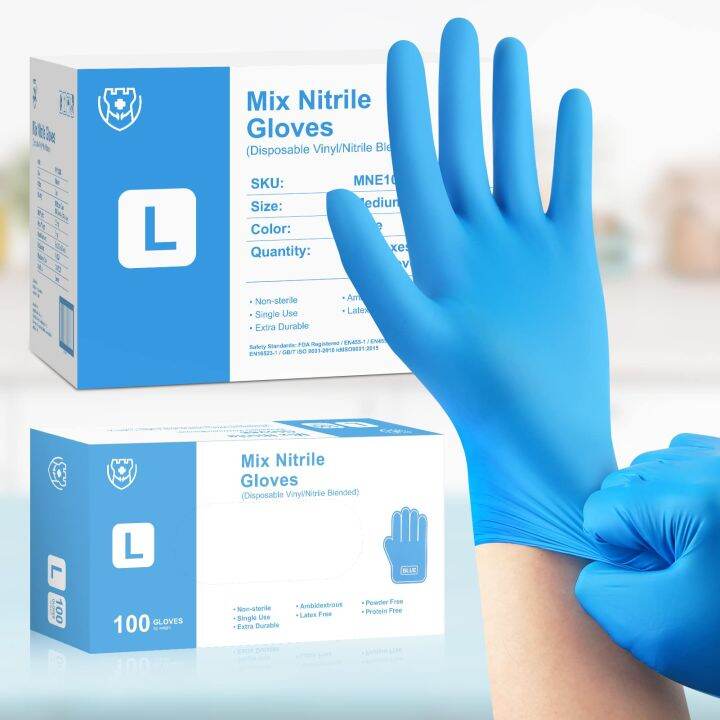 Nitrile Vinyl Glove 100PCS Disposable Surgical Glove Powder Free Non