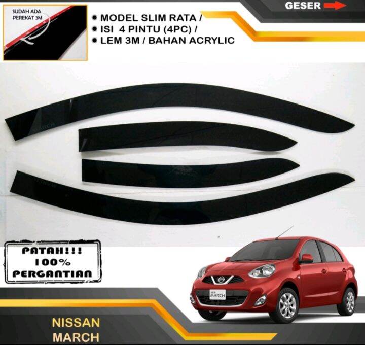 Talang Air Pintu Mobil Nissan March Model Slim Rata Plat Lazada Indonesia