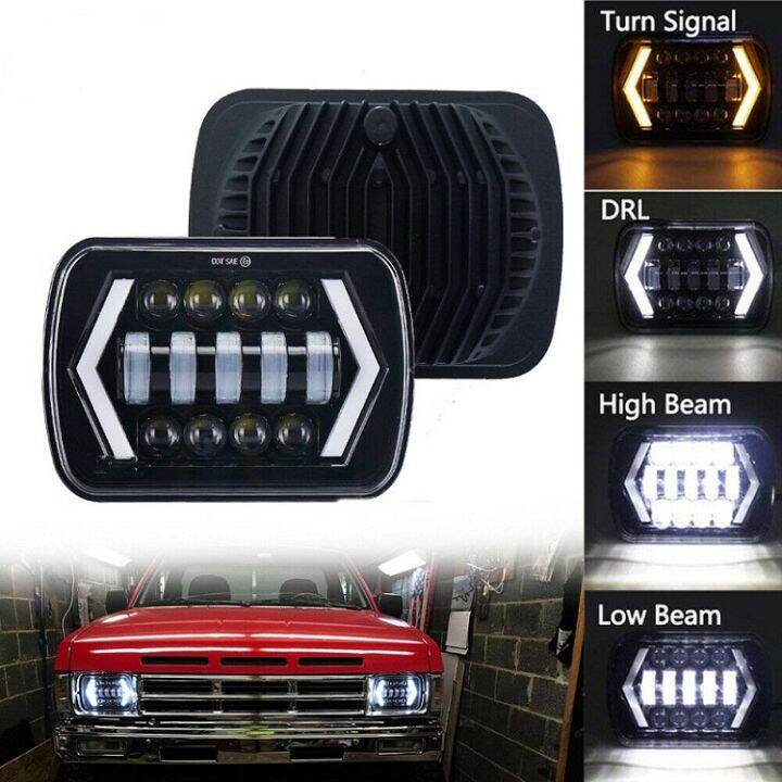 Lampu Depan Proyektor LED Persegi Panjang 7 Inch Jeep Feroza L300 Mobil