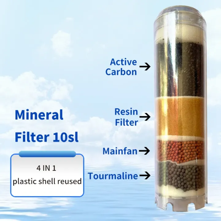 04 In 1 Alkaline Mineral Softener Activated Carbon GAC Water Filter 10