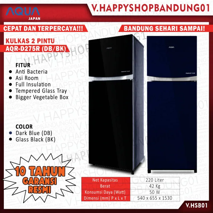 KULKAS AQUA 2 PINTU AQR D 275 DS LEMARI ES 2 PINTU LOW WATT MURAH