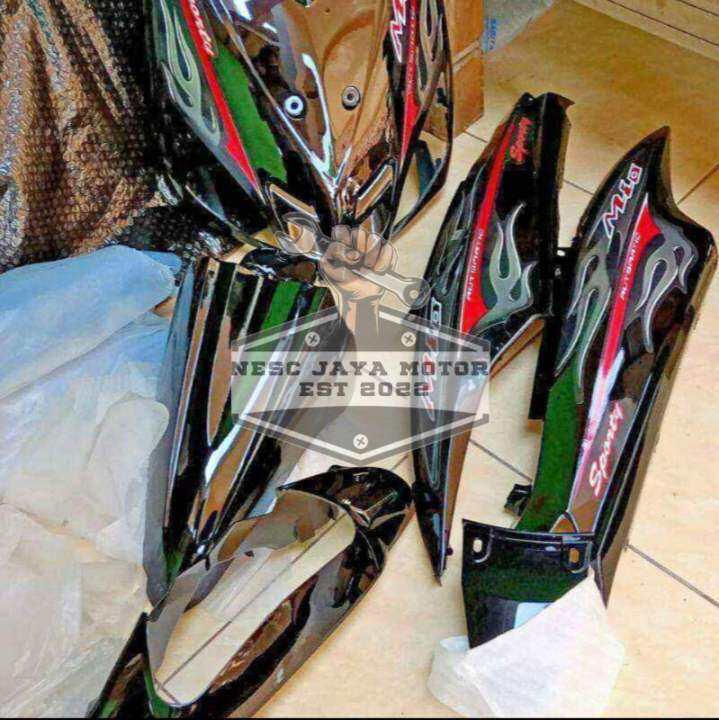 Cover Full Body Halus Yamaha Mio Sporty Hitam Striping Api Lazada