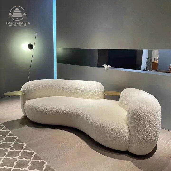 Accessible Luxury Italian Style Cashmere Curved Pea Sofa For Living