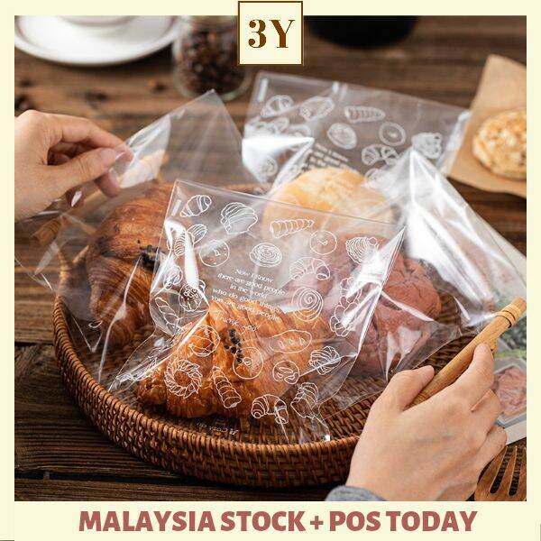 Y Pcs Transparent Bread Plastic Bag Self Adhesive Bag For Bakery