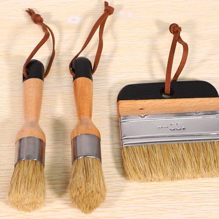 Pack Chalk And Wax Paint Brushes Bristle Stencil Brushes For Wood