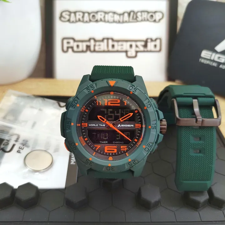 Eiger Baitou Watch Jam Tangan Dual Time Original Green Lazada Indonesia