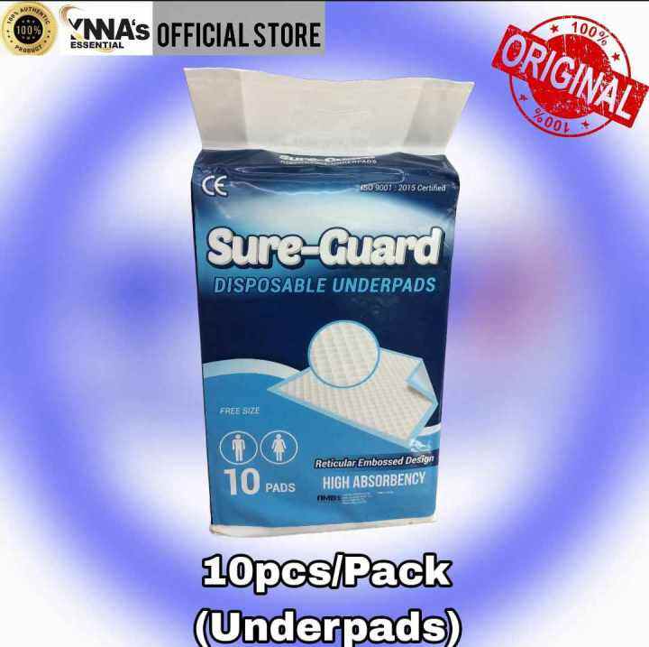 Sureguard Underpads Free Size And High Absorbent 10pcs Per Pack