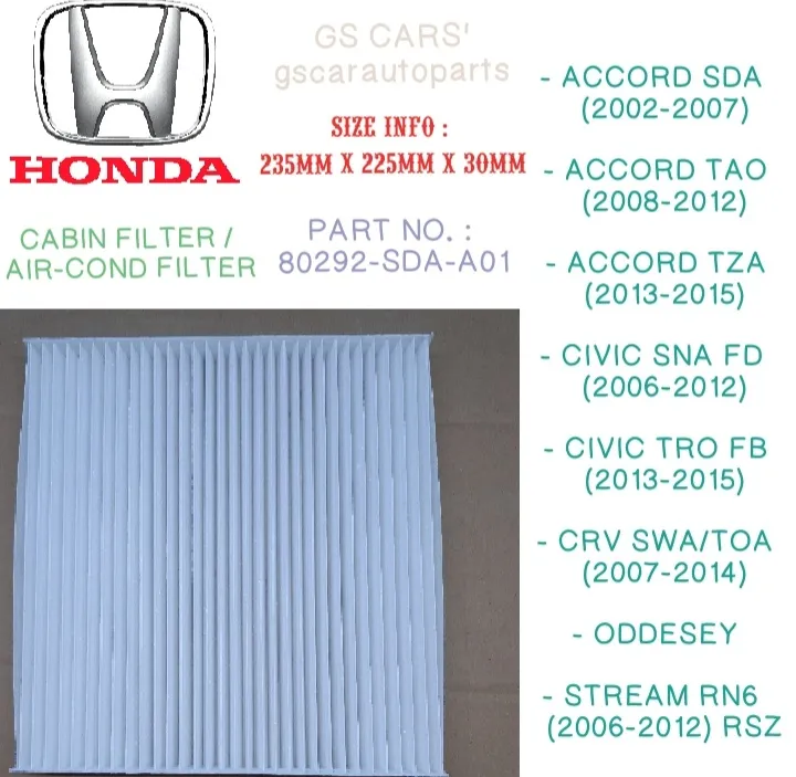 Sda A Honda Cabin Filter Air Cond Filter For Honda Accord Sda