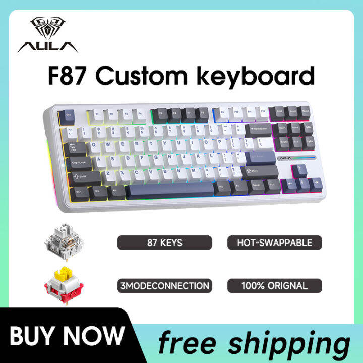 In StockAULA F87 Gasket Customized Mechanical Keyboard 3 Modes 87Keys