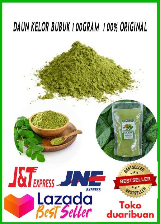 Bubuk Serbuk Daun Kelor Isi Gram Moringa Murni Masker Minuman