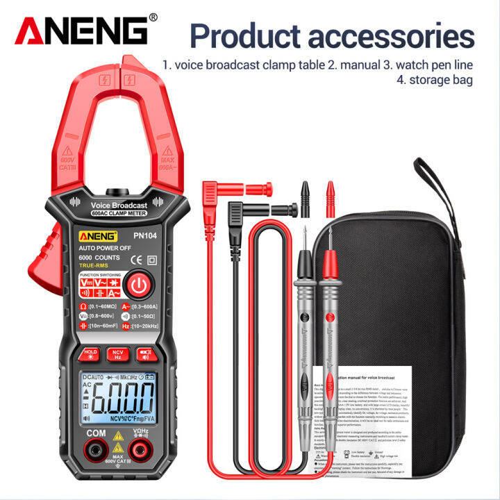 Aneng Pn Voice Broadcast Multitester Count Clamp Meter Dc Ac