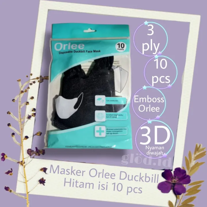 Masker Orlee Duckbill Hitam Isi 10 Pcs Lazada Indonesia