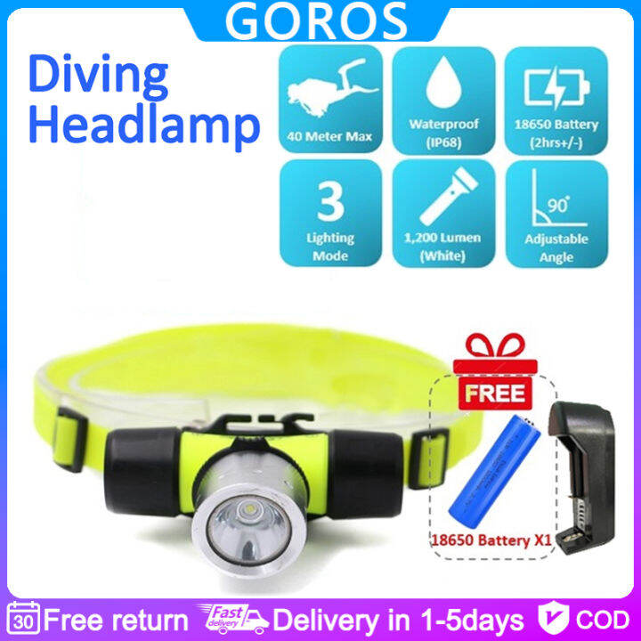 1PC Portable Diving Headlight Head Flashlight 800LM XML T6 LED