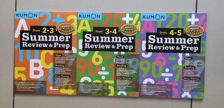 UK Kumon Summer Review Prep Standard 2 5 3 Books With Answer Key Lazada