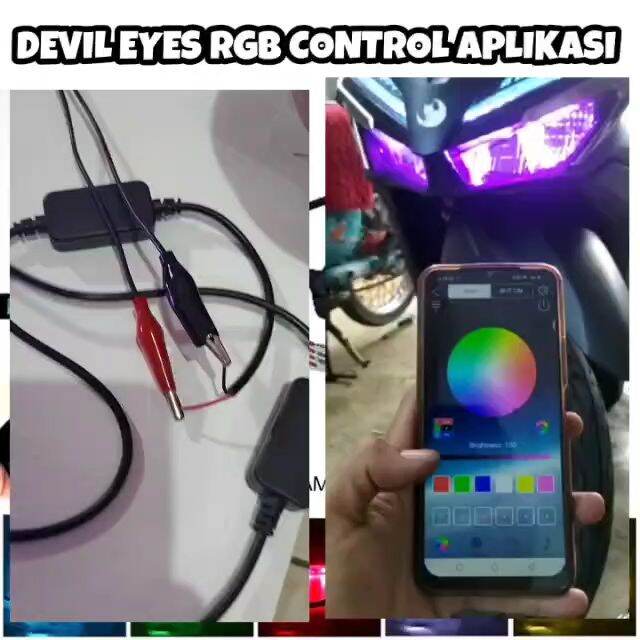 De Lampu Demon Devil Eyes Rgb Projie Motor Mobil Universal Koneksi Hp