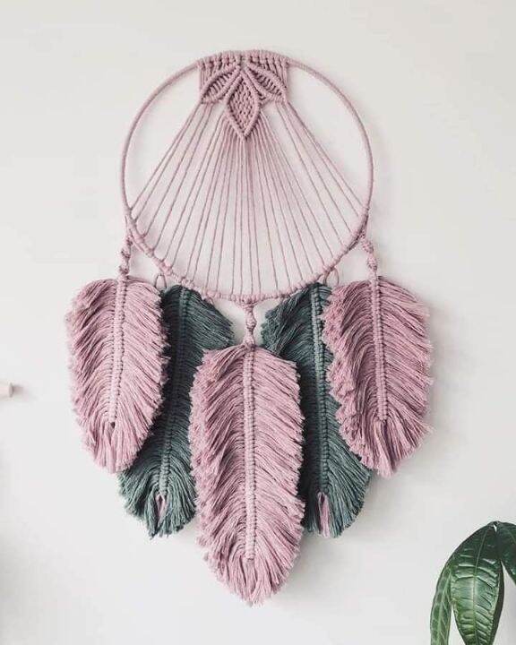 Ready Stok Macrame Hiasan Dinding Daun Warna Macrame Wall Hanging