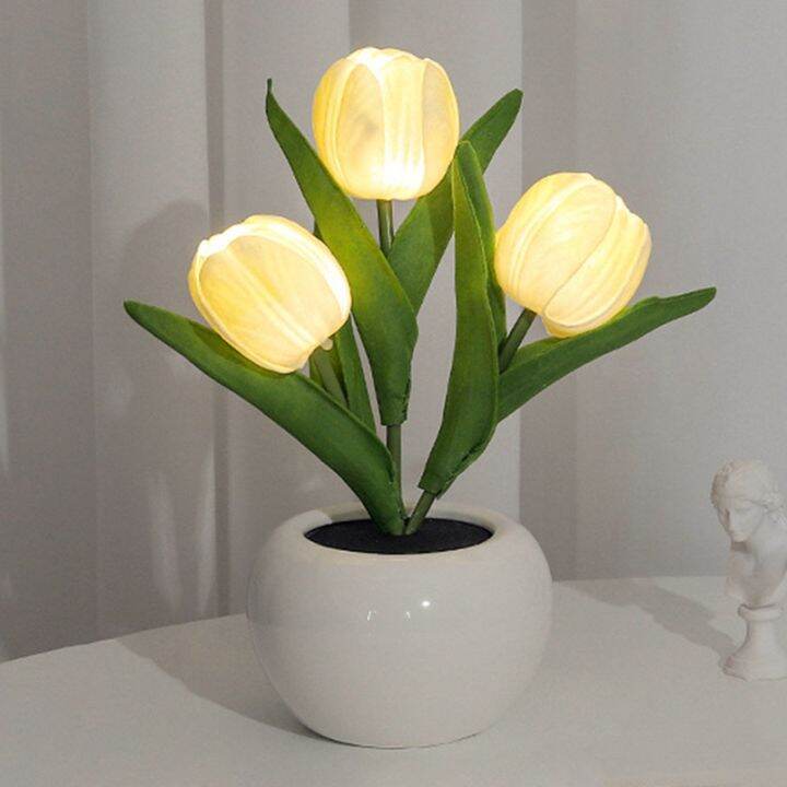 TWiyo LED Tulip Night Light Simulation Flower Lamp Romantic Atmosphere