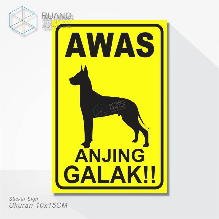 Sign Sticker Awas Anjing Galak Lazada Indonesia