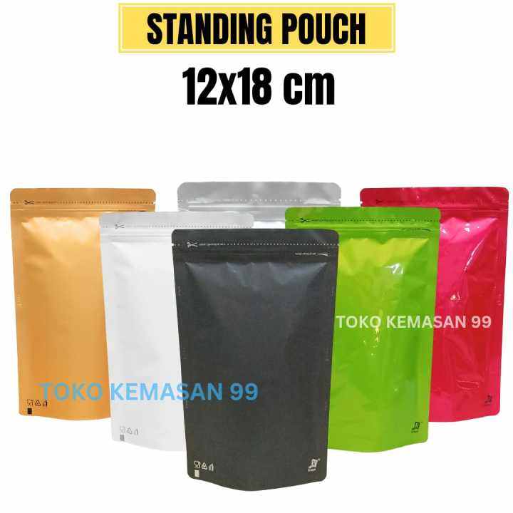 STANDING POUCH WARNA 12X20 KEMASAN KPACK PLASTIK KLIP ZIPLOCK ISI 50