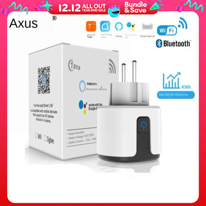 AXUS EU WiFi Smart Socket 16A Tuya Smart Life Home Power Plug APP