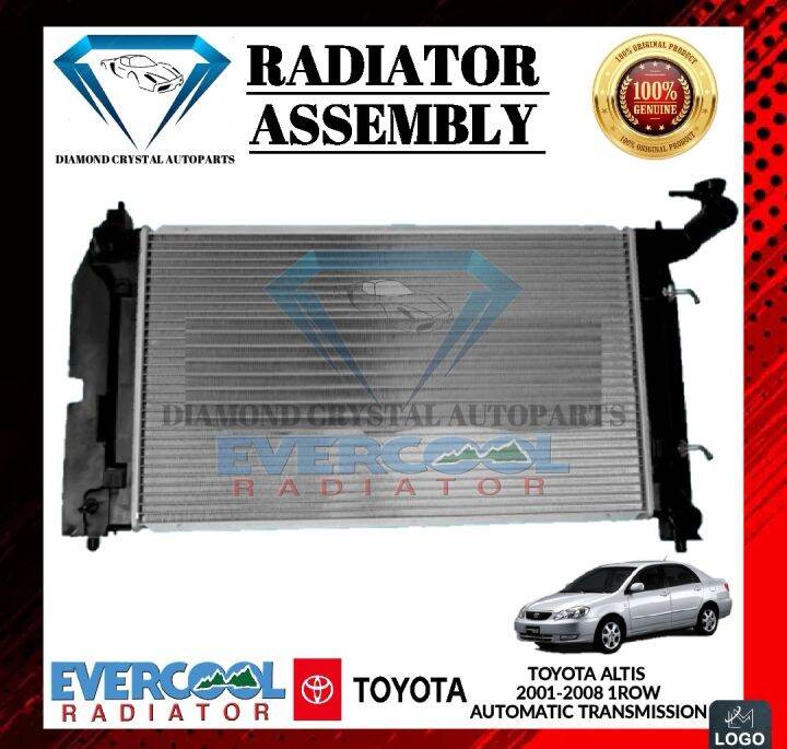 EVERCOOL RADIATOR ASSEMBLY TOYOTA ALTIS 2001 2007 1 ROW AUTOMATIC