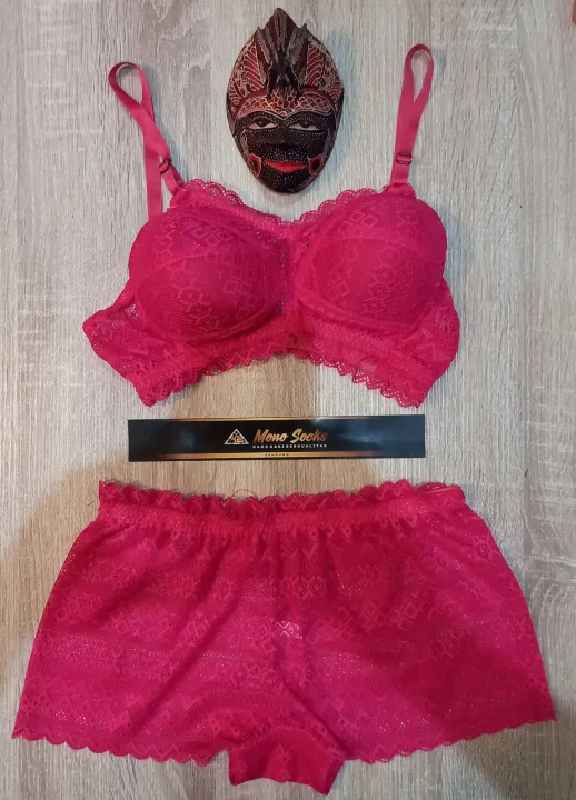 BRA SET CD WARNA MERAH MUDA LINGERIE BRA SET BANDUNG BRA SET FULL