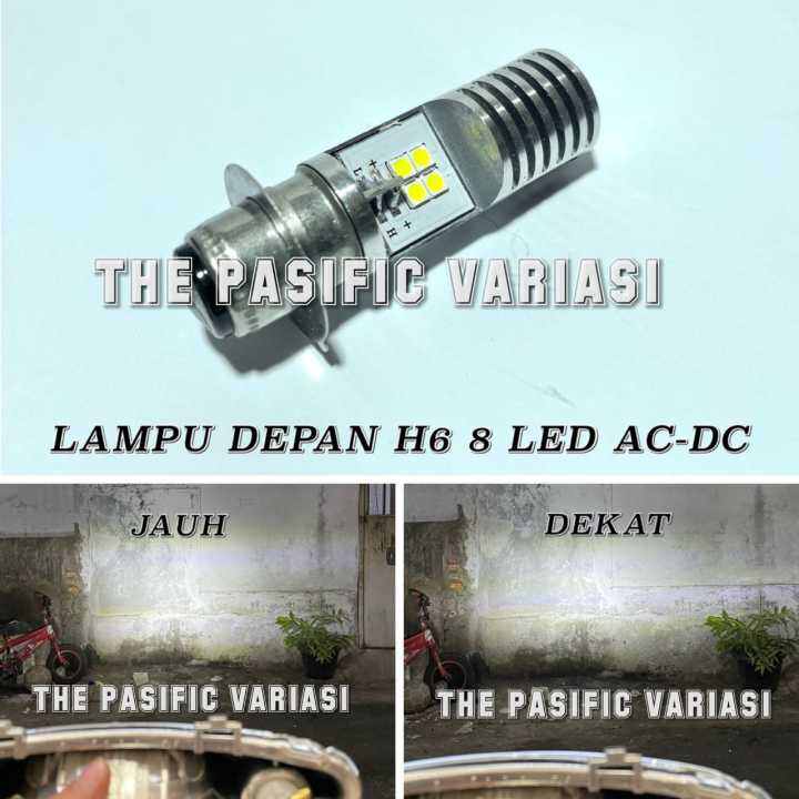 Lampu Utama Lampu Depan H6 8 Led ACDC Nyala 2 Sisi Warna Putih 12