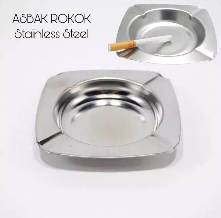 Asbak Rokok Stainless Bulat Kotak Tebal Lazada Indonesia