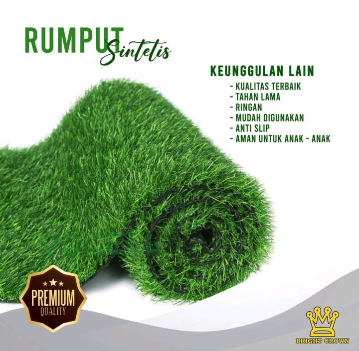 RUMPUT SINTETIS SWISS FULL HIJAU TINGGI RUMPUT 3 CM UKURAN KOTAK 25 X