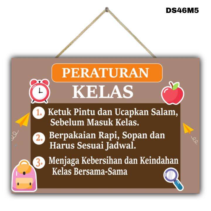 Hiasan Dinding Poster Peraturan Kelas Gantungan Dinding Edukasi Sekolah