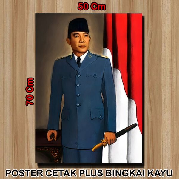 Poster Cetak Persiden Soekarno Ukuran Jumbo Cm Bingkai Kayu