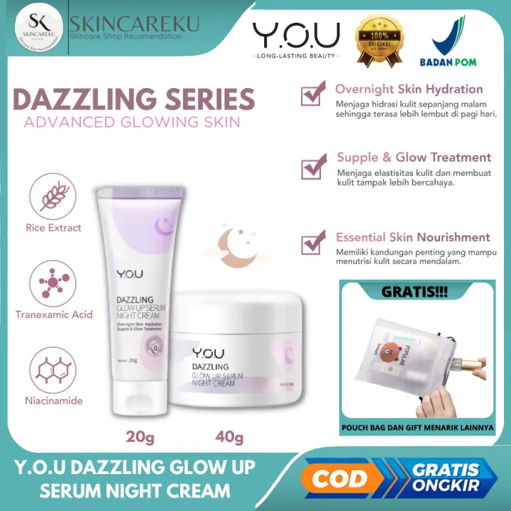 YOU DAZZLING Glow Up Serum Night Cream Krim Malam Pelembab Wajah