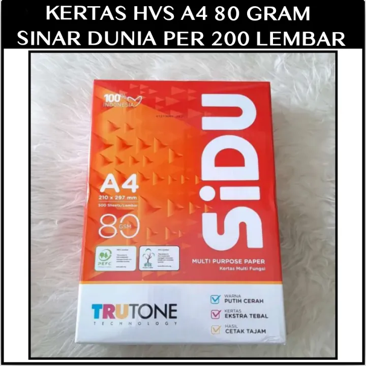 Kertas Hvs A Gram Sidu Per Lembar Ecer Lazada Indonesia