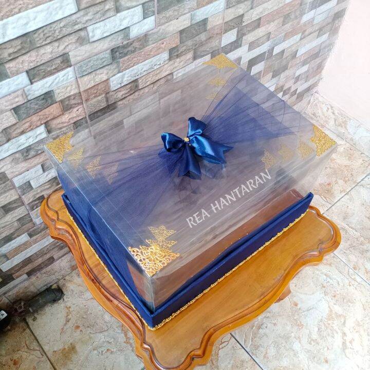 Kotak Hantaran Warna Navy Biru Dongker Full Ornamen Sudut Tilepita