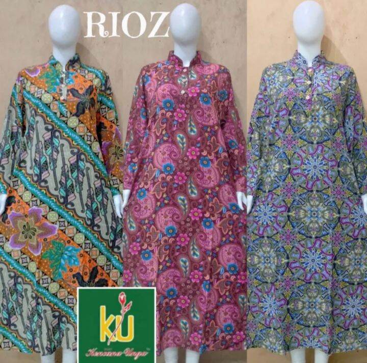 Rioz Daster Kencana Ungu Label Biru Longdress Muat Bb Kg Motif