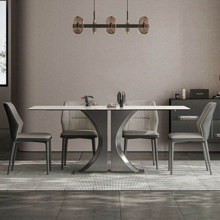 Italian Minimalist Bright Stone Plate Dining Table Modern Minimalist