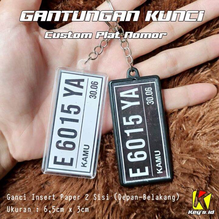 Gantungan Kunci Ganci Custom Foto Plat Nomor Nama Motor Mobil Souvenir