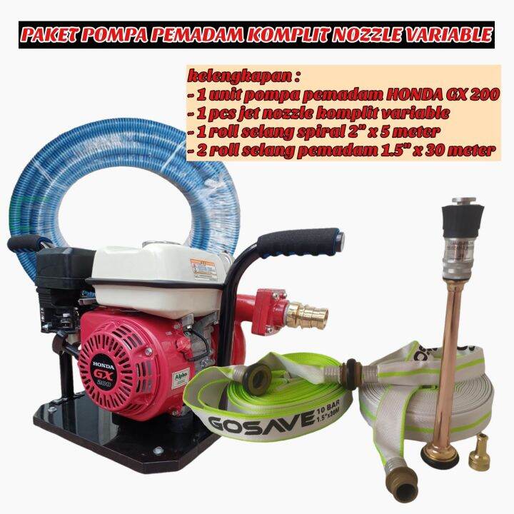 Paket Pompa Pemadam Honda GX 200 Komplit Jet Nozzle Variable Pemadam