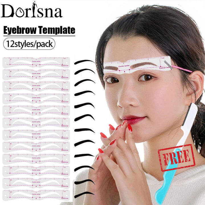 Dorisna 12 Style Fixable Eyebrow Stencil Professional Eyebrow Shaper