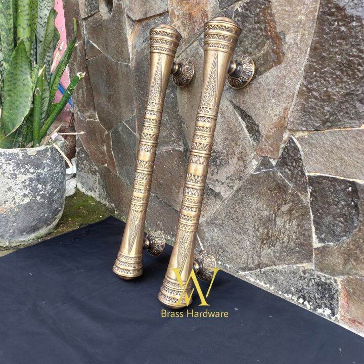 Handle Pintu Rumah Kuningan Motif Godo Ukir Antik Cm Pcs Lazada