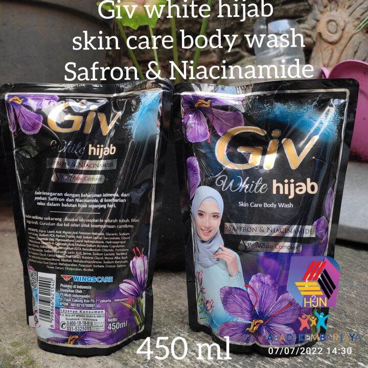 GIV WHITE HIJAB SABUN MANDI SAFFRON NIACINAMIDE 450ml Lazada Indonesia