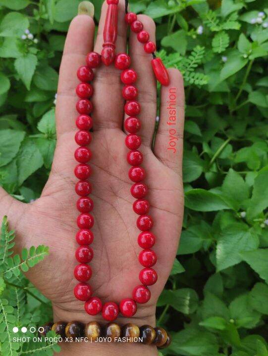 TASBIH FOSIL BATU MARJAN LAUT MERAH TEMBUS CAHAYA 33 BUTIR Lazada