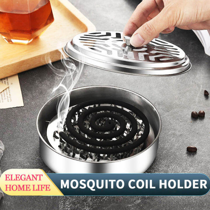 Stainless SteelCreative Mosquito Coils Holder With Fireproof Cover