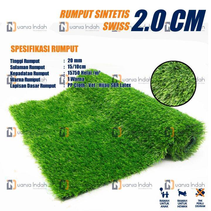 Rumput Sintetis Swiss Tebal 2 Cm Ukuran 100x100 Cm Lazada Indonesia