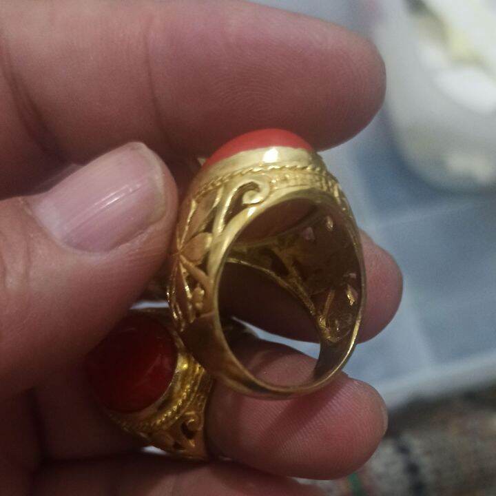 CA 141 Cincin Batu Akik Red Marjan Merah Merona Ring Kuningan Sari