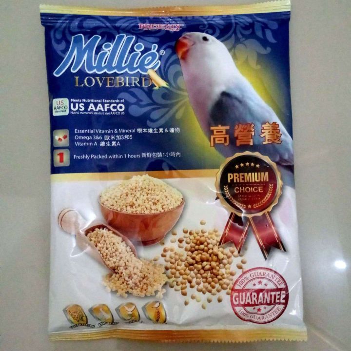 PAKAN MAKANAN BURUNG LOVEBIRD MILLIE LOMBA BIJI MILET PUTIH MILLIE