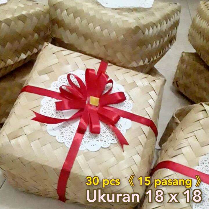 Besek Bambu TERLARIS 30 Pcs 15 Pasang 1818 Box Nasi Anyama Catering