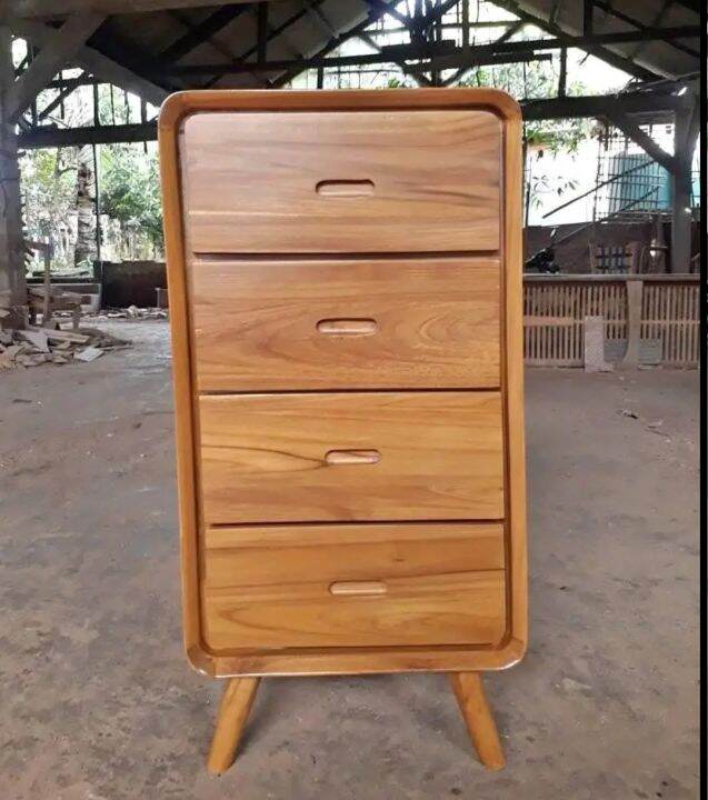 MEJA NAKAS RETRO MINIMALIS KAYU JATI LACI 4 MEJA SAMPING TEMPAT TIDUR